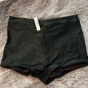 Black High-Waist Swim Shorts